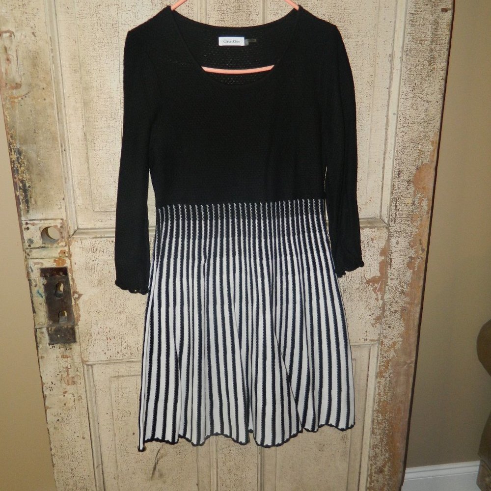 Calvin Klein Sweater Flare Dress Womens Size Large (AA-19)